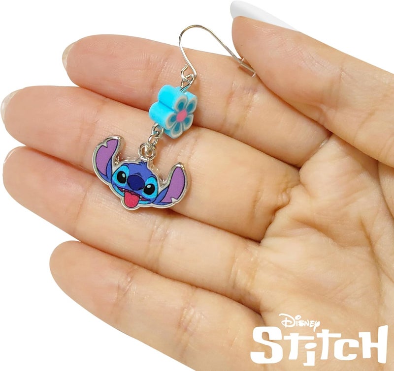 Luv Her Stitch Hypoallergenic Earrings for Girls, Stud & Fishhook Drop Sets with Charms, One Size Fits All, Stitch Jewelry, Disney Accessories, Ages 4+ - Image 3